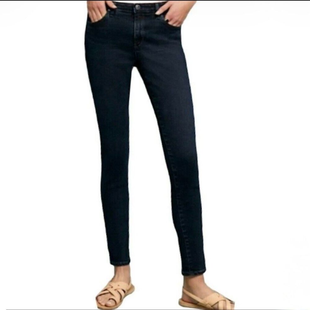 AG Adriano Goldschmied Size 27R Black Abbey Ankle Jeans Mid Rise Skinny Sateen